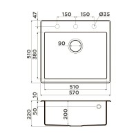 Кухонная мойка Omoikiri Tedori 57 4993566, 57 см, tetogranit, цвет leningrad grey
