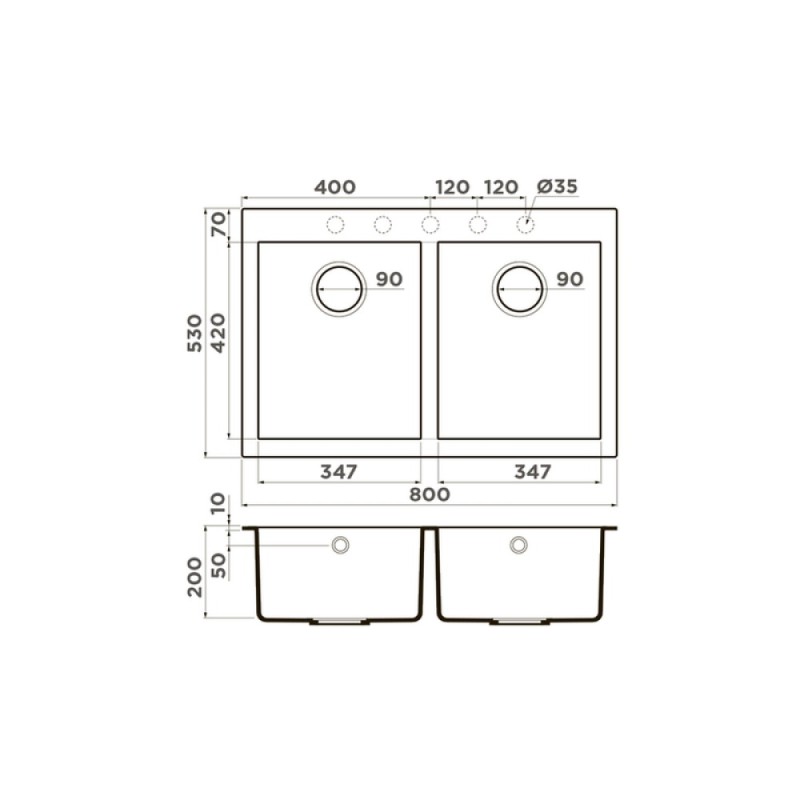 Кухонная мойка Omoikiri Bosen 80-2 GR 4993569, 80 см, teto granit, leningrad grey