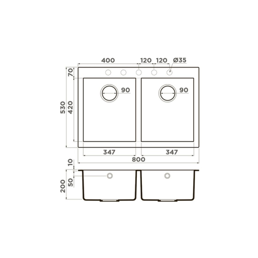 Кухонная мойка Omoikiri Bosen 80-2 GR 4993569, 80 см, teto granit, leningrad grey