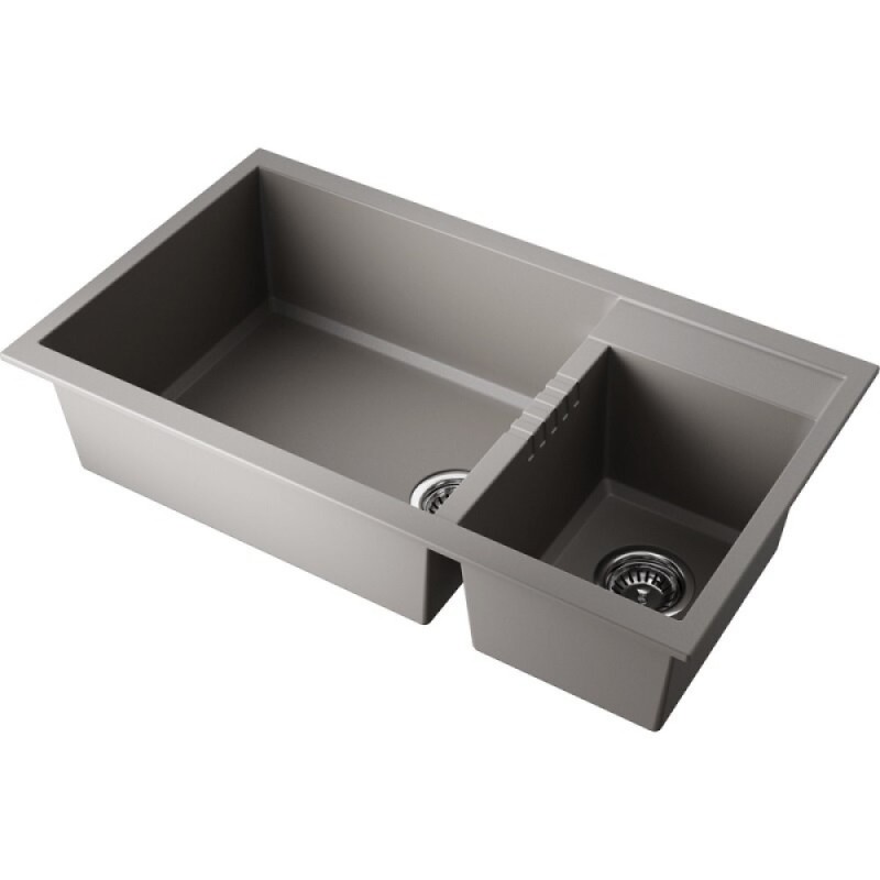 Кухонная мойка Omoikiri Tedori 86-2-LB 4993573, 86 см, tetogranit, цвет leningrad grey