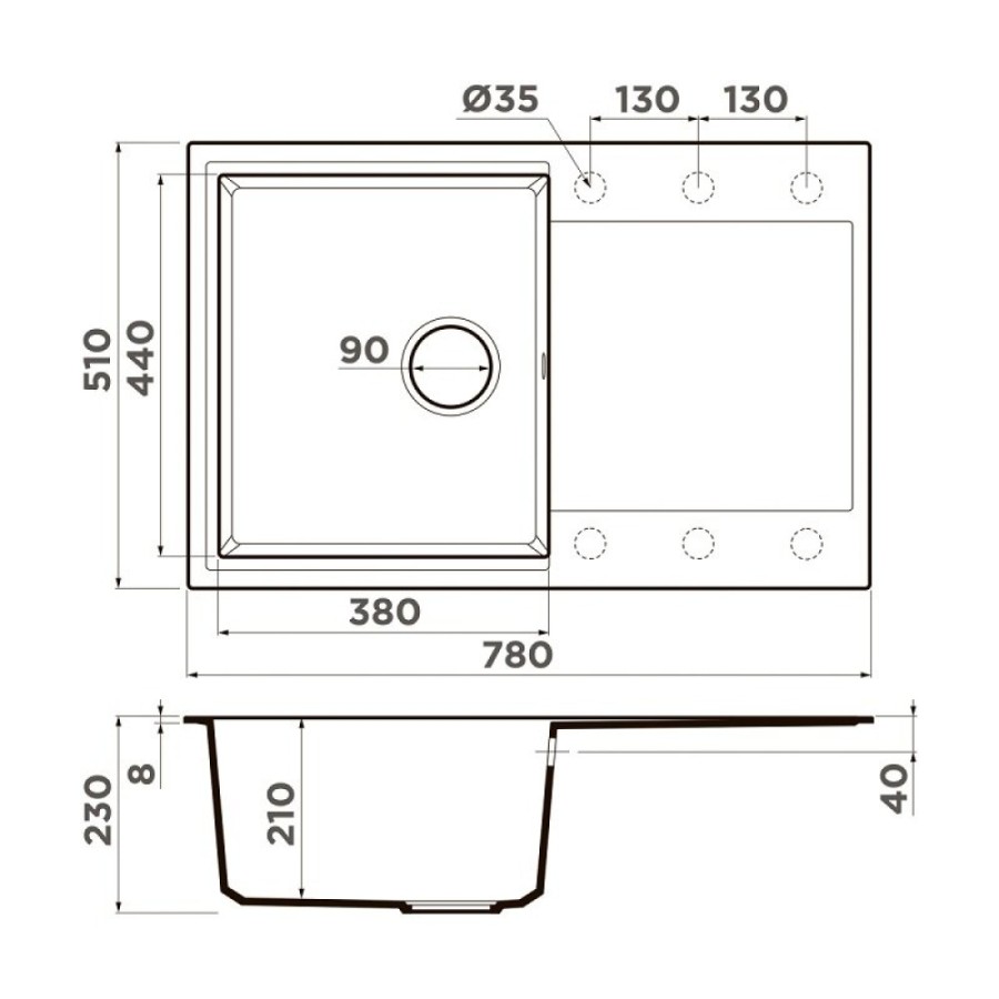 Кухонная мойка Omoikiri Daisen 78T-GR 4993584, 78 см, tetogranit, цвет leningrad grey