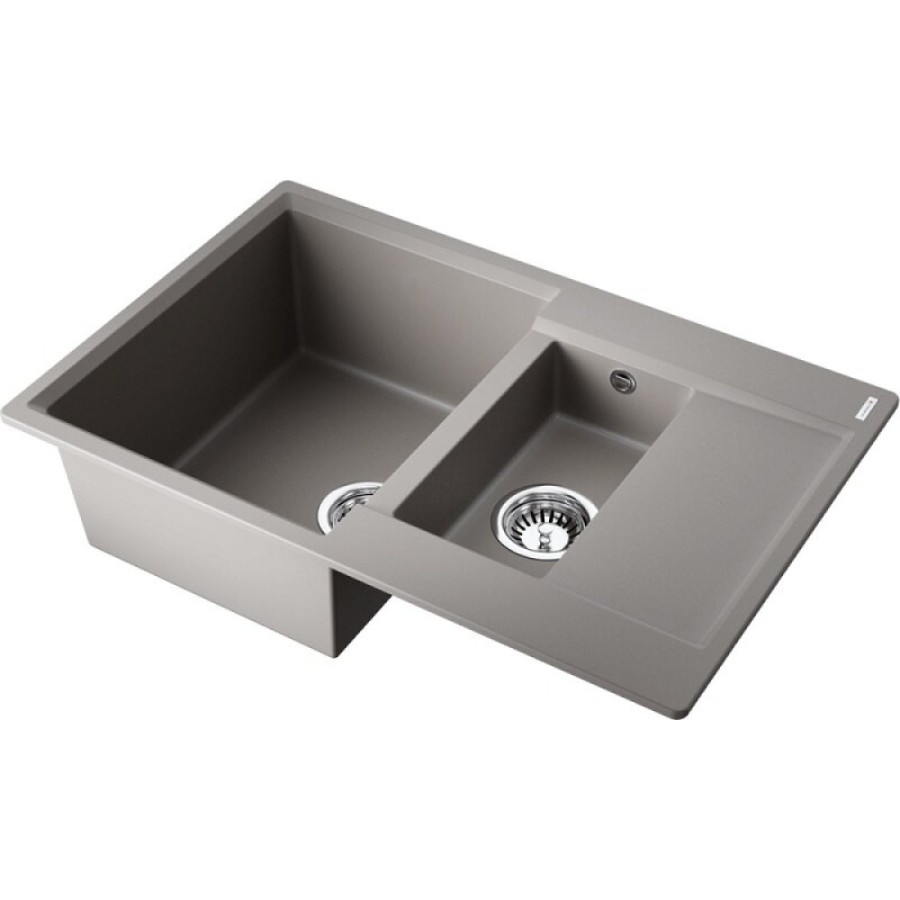 Кухонная мойка Omoikiri Daisen 78-2T-GR 4993585, 78 см, tetogranit, цвет leningrad grey