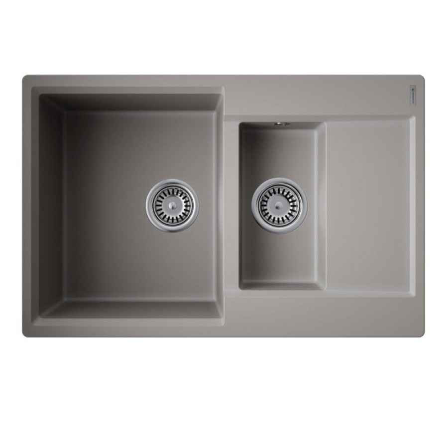 Кухонная мойка Omoikiri Daisen 78-2T-GR 4993585, 78 см, tetogranit, цвет leningrad grey