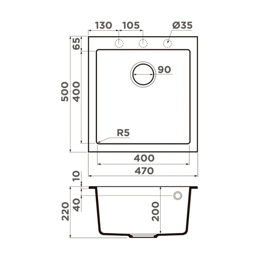 Мойка кухонная Omoikiri Bosen 47-SA 4993589, 47 см, tetogranit, цвет белый