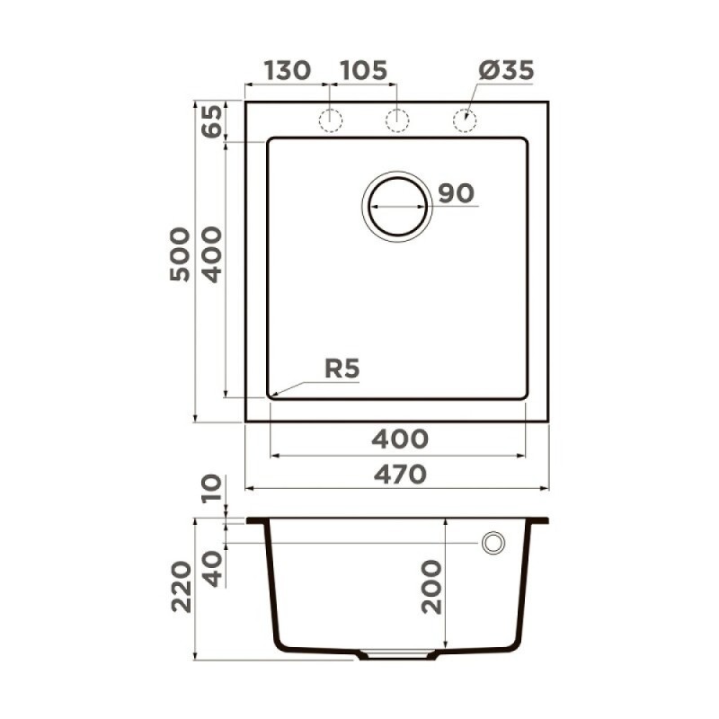 Мойка кухонная Omoikiri Bosen 47-GR 4993594, 47 см, tetogranit, цвет leningrad grey