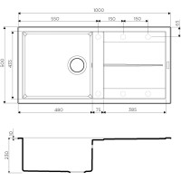 Мойка кухонная Omoikiri Sumi 100-BL 4993654, 100 см, tetogranit, черный