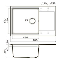 Мойка кухонная Omoikiri Daisen 78-LB-GR 4993690, 78 см, artgranit, Leningrad Grey