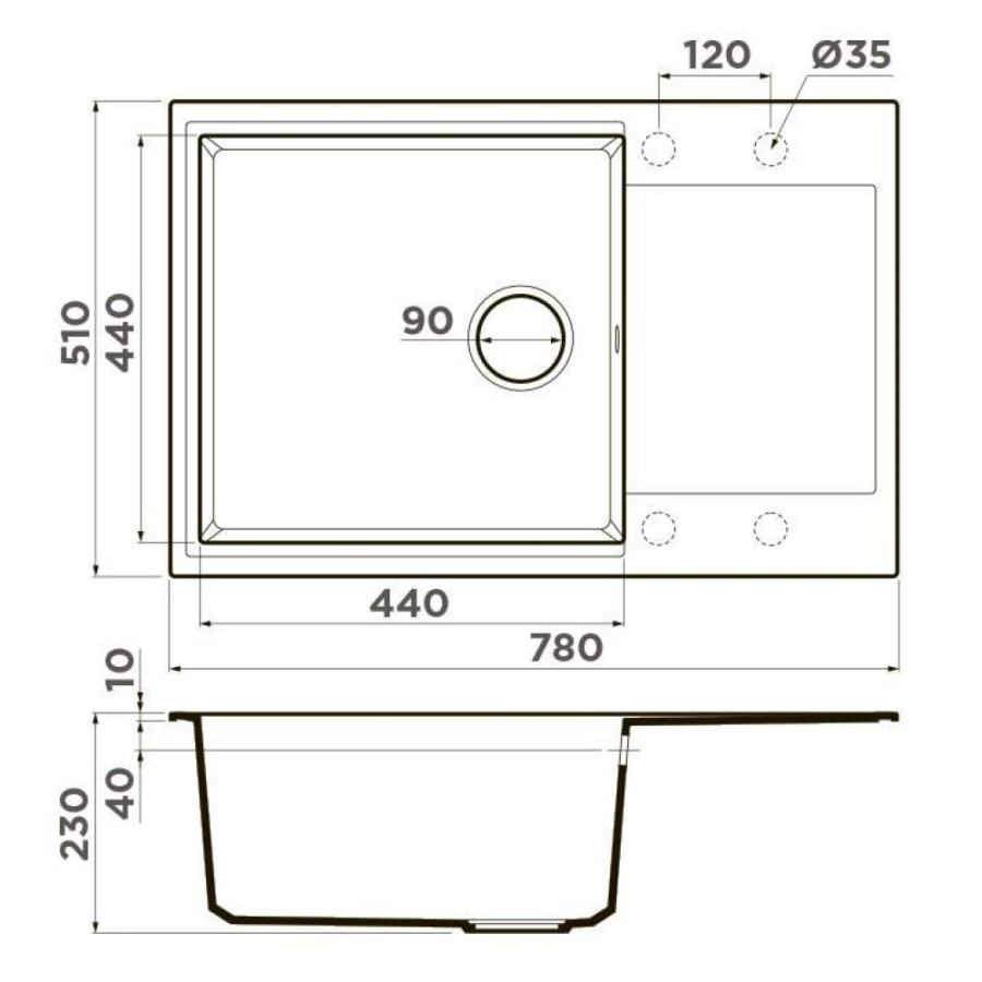 Мойка кухонная Omoikiri Daisen 78-LB-GR 4993690, 78 см, artgranit, Leningrad Grey