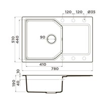 Мойка кухонная Omoikiri Yonaka 78-GR 4993706, 78 см, artgranit, Leningrad grey