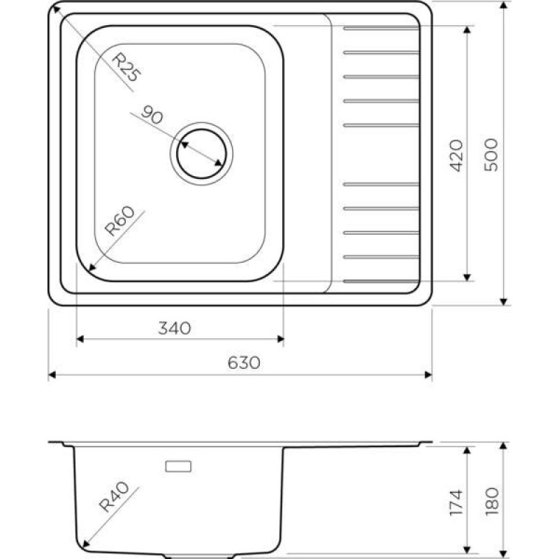 Кухонная мойка Omoikiri Sagami 63-IN 4993732, нержавеющая сталь