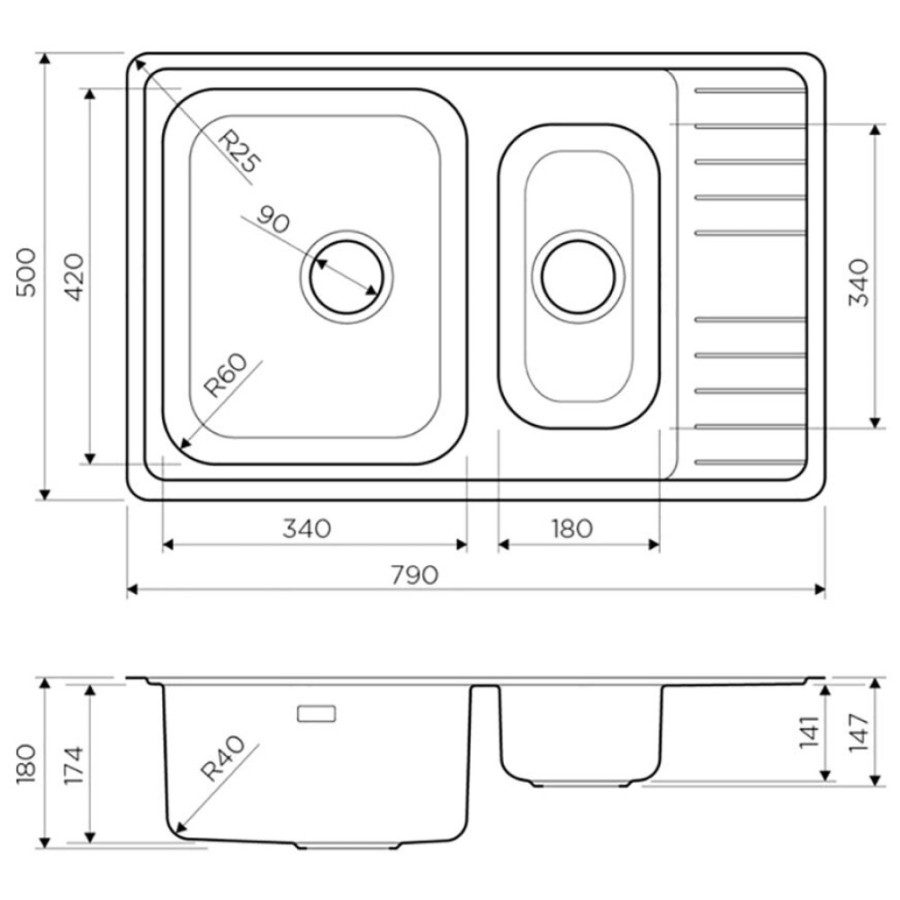 Кухонная мойка Omoikiri Sagami 4993733 79-2-IN нержавеющая сталь