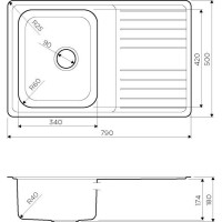Кухонная мойка Omoikiri Sagami 79-IN 4993735, нержавеющая сталь