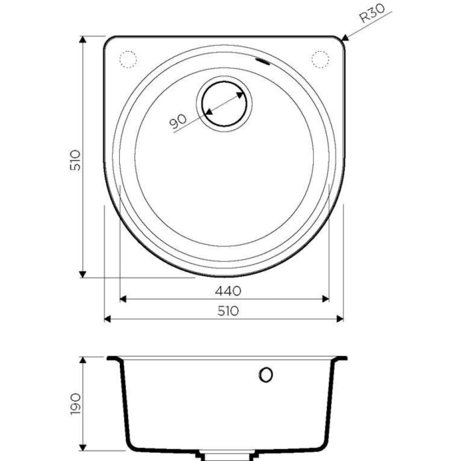 Мойка кухонная Omoikiri Akegata 51-BL 4993758, 51 см, artgranit, черный