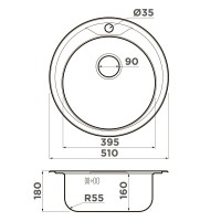 Мойка кухонная Omoikiri Asida 51-IN, 4993785, 51 см, цвет нержавеющая сталь