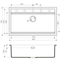 Мойка кухонная Omoikiri Kitagawa 86-LB-GB 4993794, 86 см, artceramic, графит