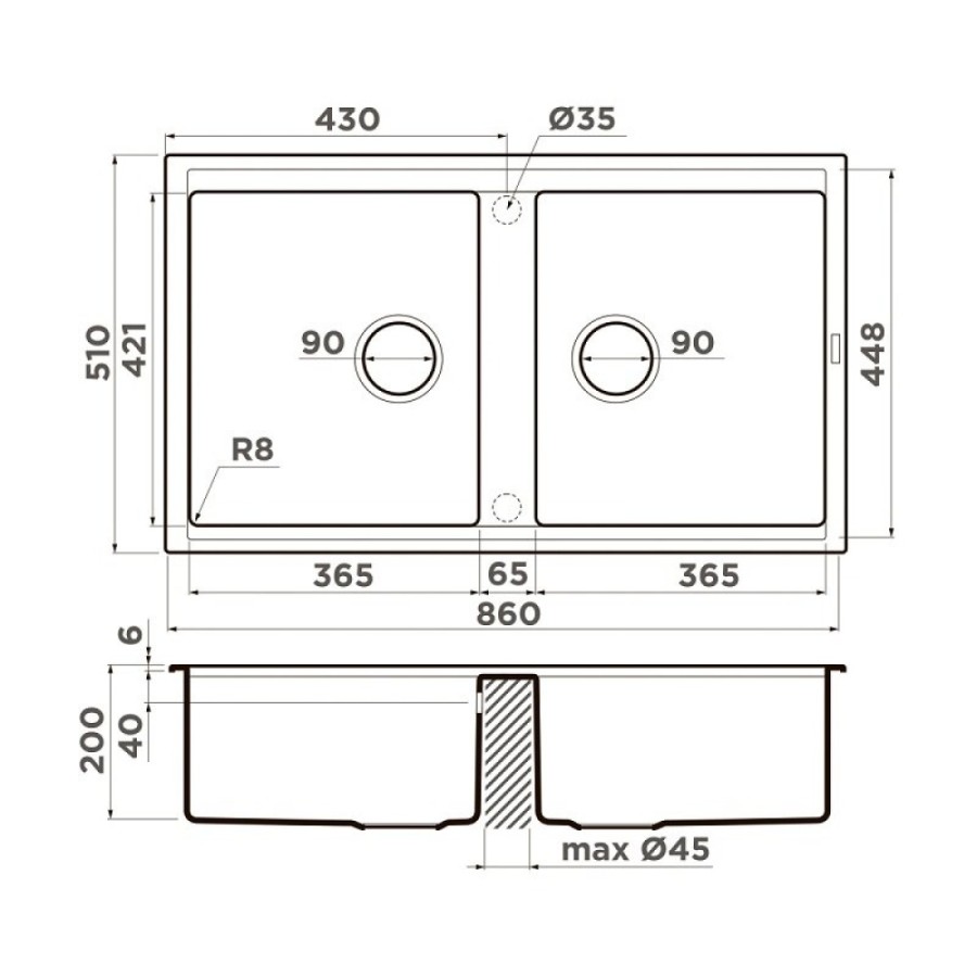 Мойка кухонная Omoikiri Kitagawa 86-2-WH 4993806, 86 см, artceramic, цвет белый