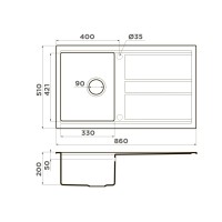 Кухонная мойка Omoikiri Kitagawa 86 GB 4993808, 86 см, artceramic, графит
