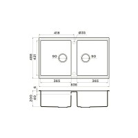 Мойка кухонная Omoikiri Kitagawa 83-2-U-WH 4993809, 84 см, artceramic, цвет белый