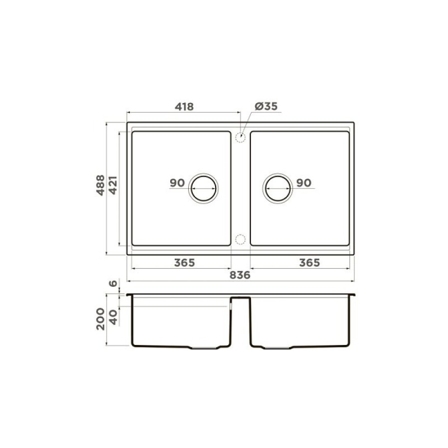 Мойка кухонная Omoikiri Kitagawa 83-2-U-WH 4993809, 84 см, artceramic, цвет белый