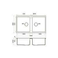 Кухонная мойка Omoikiri Kitagawa 83-2-U GB 4993811, 83 см, artceramic, графит