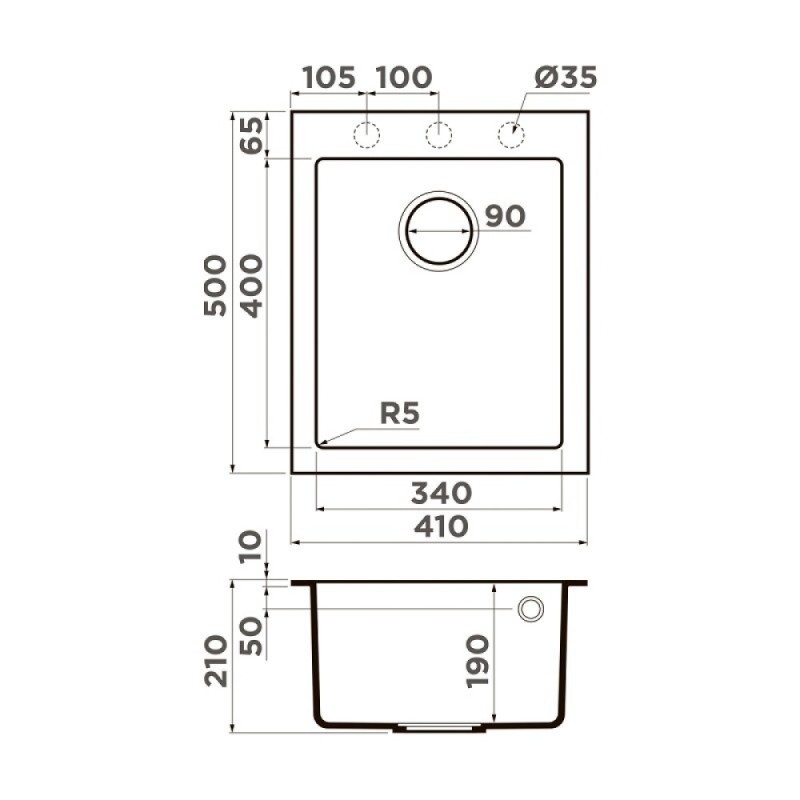 Мойка кухонная Omoikiri Bosen 41A-WH 4993814, 41 см, artceramic, цвет белый