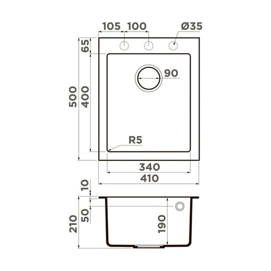 Мойка кухонная Omoikiri Bosen 41A-WH 4993814, 41 см, artceramic, цвет белый