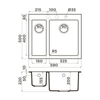 Мойка кухонная Omoikiri Bosen 59-2A-GR 4993822, 59 см, artceramic, цвет leningrad grey