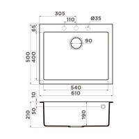 Мойка кухонная Omoikiri Bosen 61A-WH 4993826, 61 см, artceramic, цвет белый