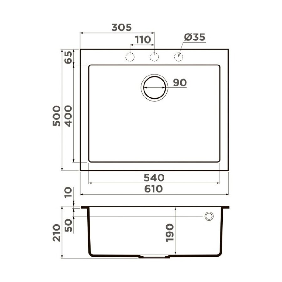 Мойка кухонная Omoikiri Bosen 61A-WH 4993826, 61 см, artceramic, цвет белый