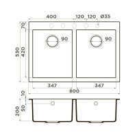 Кухонная мойка Omoikiri Bosen 80-2 BL 4993836, 80 см, tetogranit, черный