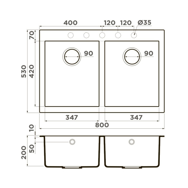 Кухонная мойка Omoikiri Bosen 80-2 BL 4993836, 80 см, tetogranit, черный