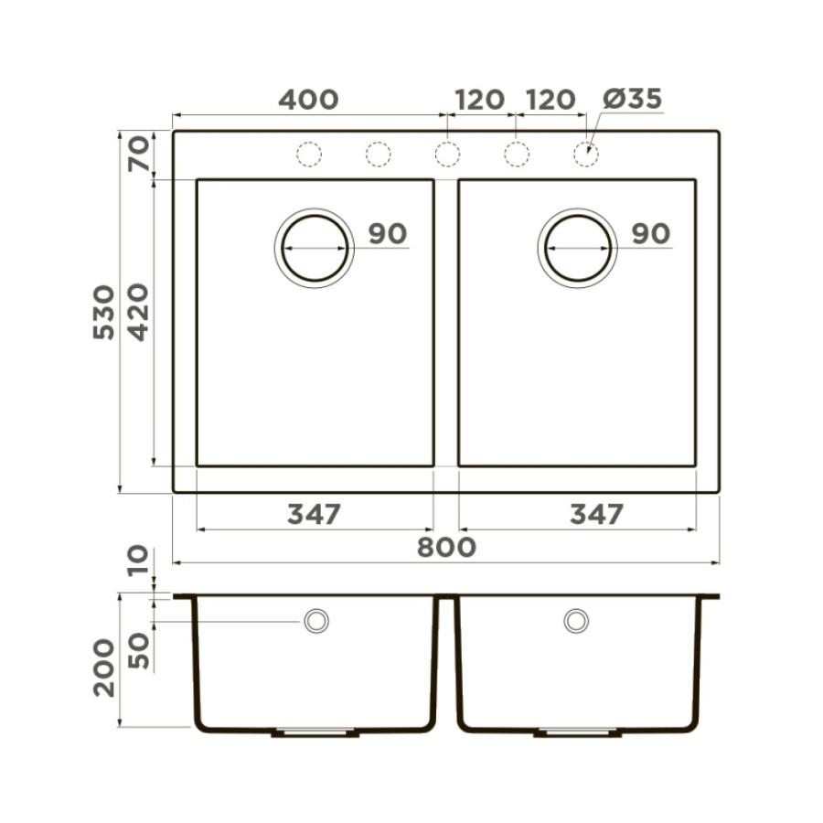 Кухонная мойка Omoikiri Bosen 80-2 BL 4993836, 80 см, tetogranit, черный