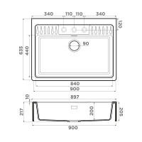 Мойка кухонная Omoikiri Kinokawa 90-GB 4993855, 90 см, artceramic, цвет графит