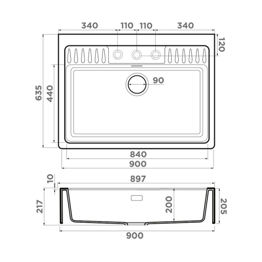 Мойка кухонная Omoikiri Kinokawa 90-GB 4993855, 90 см, artceramic, цвет графит