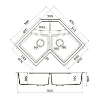 Кухонная мойка Omoikiri Sumi 83C 4993860, 102 см, tetogranit, цвет платина