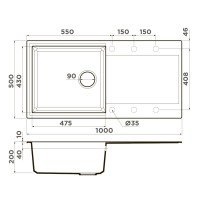 Кухонная мойка Omoikiri Sakaime 100 WH 4993887, 100 см, tetogranit, белый