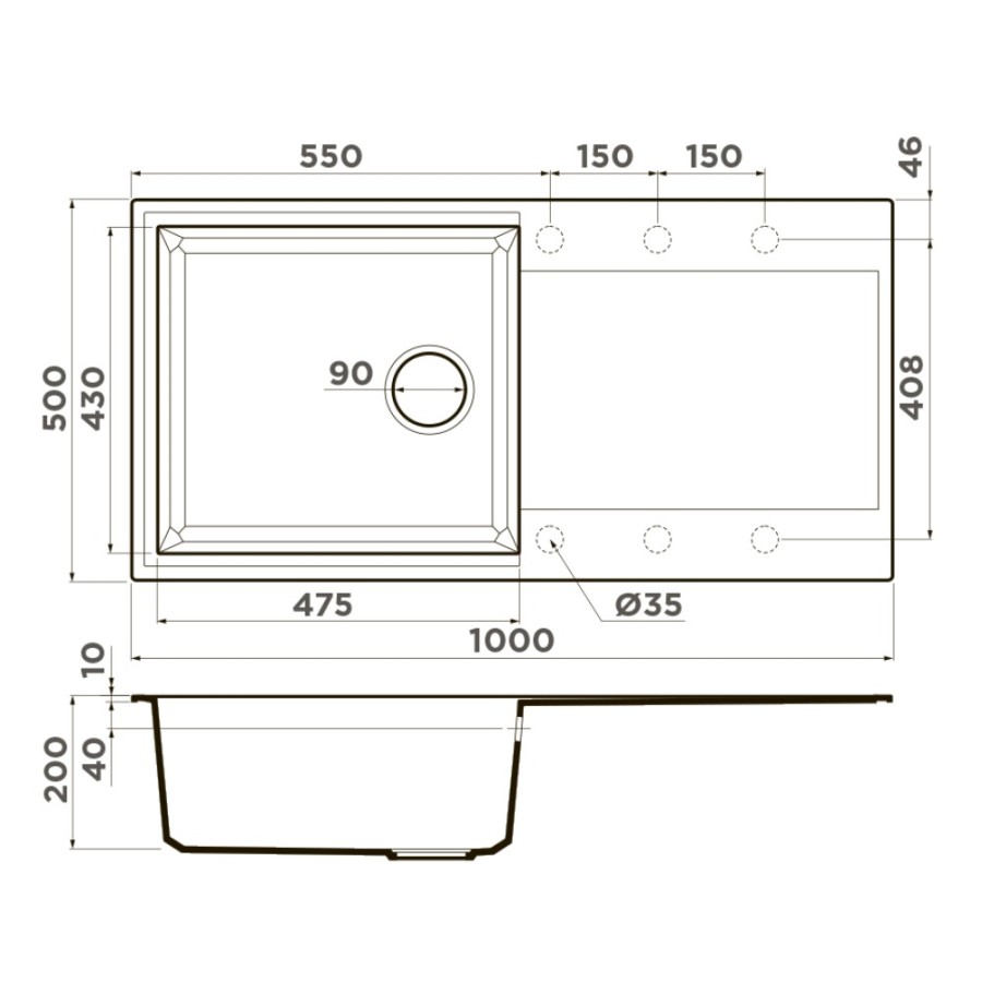 Кухонная мойка Omoikiri Sakaime 100 WH 4993887, 100 см, tetogranit, белый