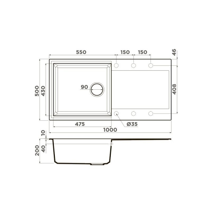 Кухонная мойка Omoikiri Sakaime 100-PL 4993891, 100 см, tetogranit, цвет платина