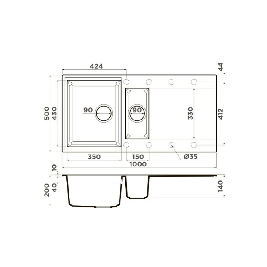 Кухонная мойка Omoikiri Sakaime 100-2 PL 4993899, 100 см, tetogranit, цвет платина