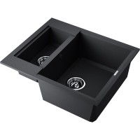Кухонная мойка Omoikiri Sakaime 60-2-BL 4993908, 60 см, tetogranit, цвет черный