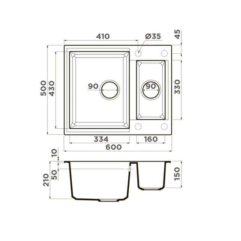 Кухонная мойка Omoikiri Sakaime 60-2-BE 4993909, 60 см, tetogranit, цвет ваниль