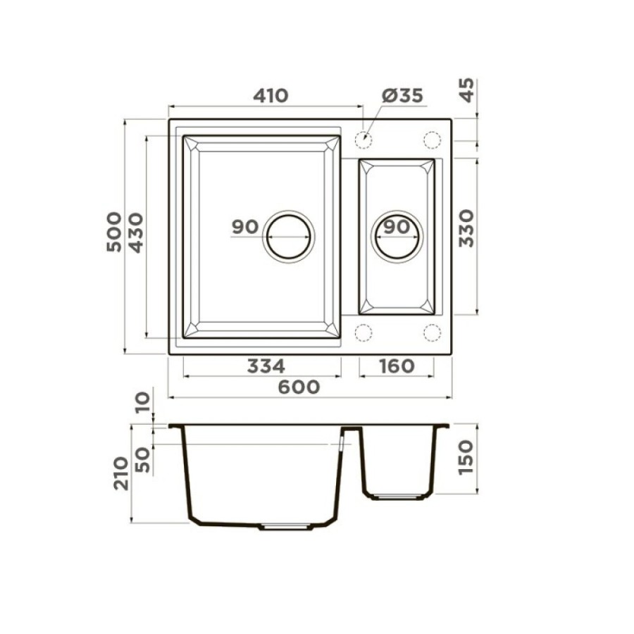 Кухонная мойка Omoikiri Sakaime 60-2-BE 4993909, 60 см, tetogranit, цвет ваниль