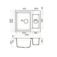 Кухонная мойка Omoikiri Sakaime 60-2-PL 4993915, 60 см, tetogranit, цвет платина