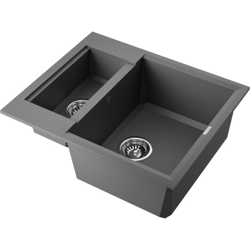 Кухонная мойка Omoikiri Sakaime 60-2-PL 4993915, 60 см, tetogranit, цвет платина