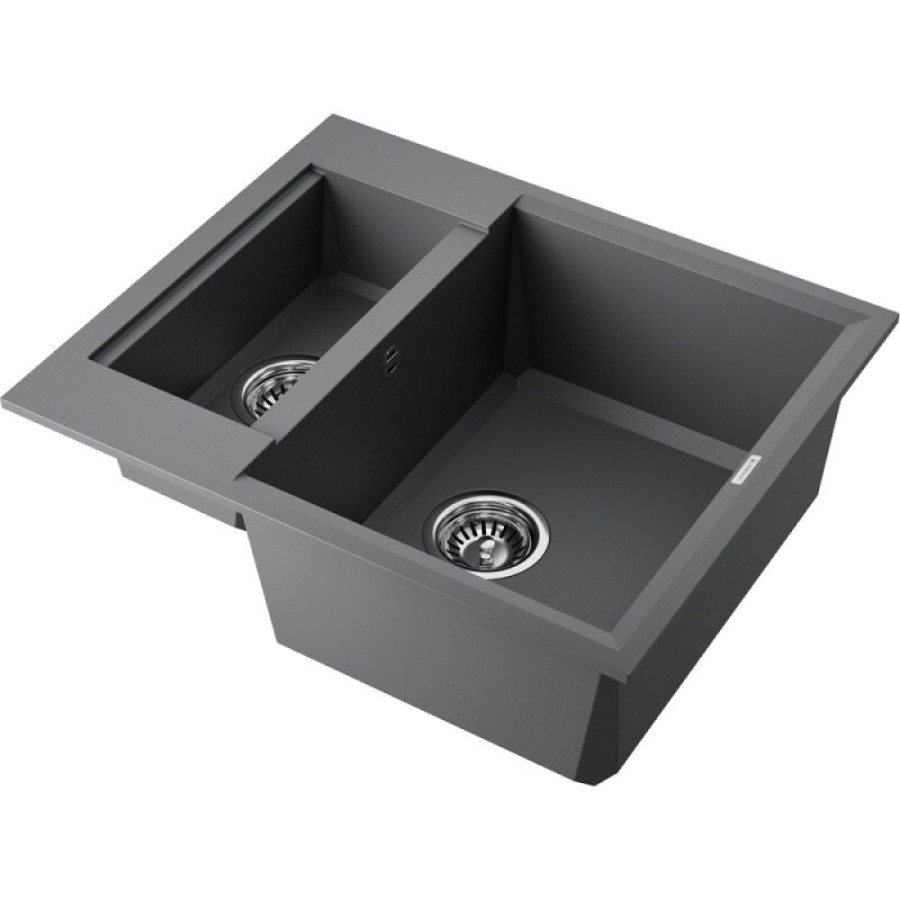 Кухонная мойка Omoikiri Sakaime 60-2-PL 4993915, 60 см, tetogranit, цвет платина