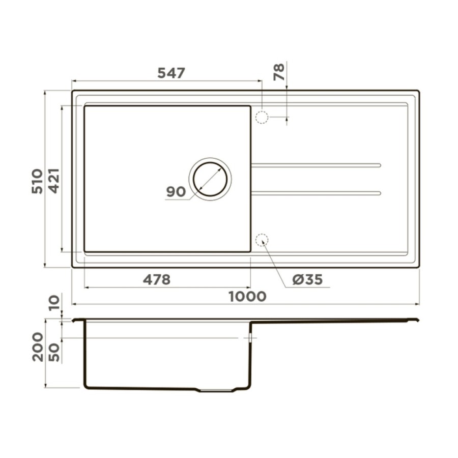Мойка кухонная Omoikiri Tedori 100-BL 4993916, 100 см, tetogranit, черный