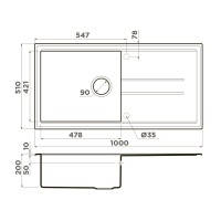 Мойка кухонная Omoikiri Tedori 100-BE 4993917, 100 см, tetogranit, ваниль