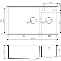 Мойка кухонная Omoikiri Tedori 85-2-U-BL 4993940, 85 см, tetogranit, черный