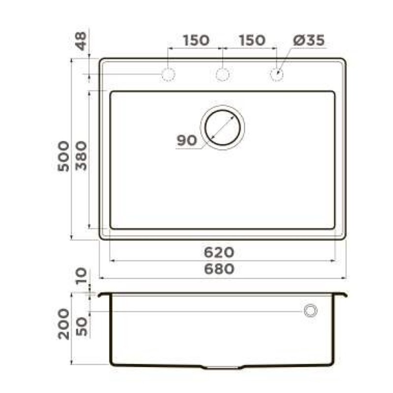 Мойка кухонная Omoikiri Tedori-68-PL 4993971, 68 см, tetogranit, платина
