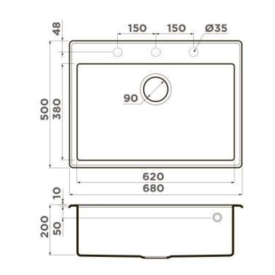 Мойка кухонная Omoikiri Tedori-68-PL 4993971, 68 см, tetogranit, платина